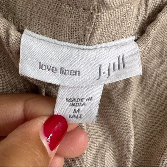 J Jill Love Linen Tan Pull On Pants Straight Leg Women’s Medium Tall - Picture 2 of 5
